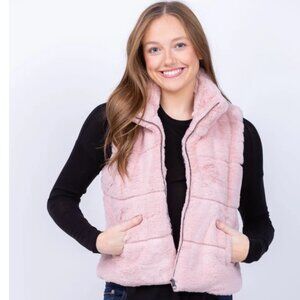 J. Society Fur Vest in Pink Small‎